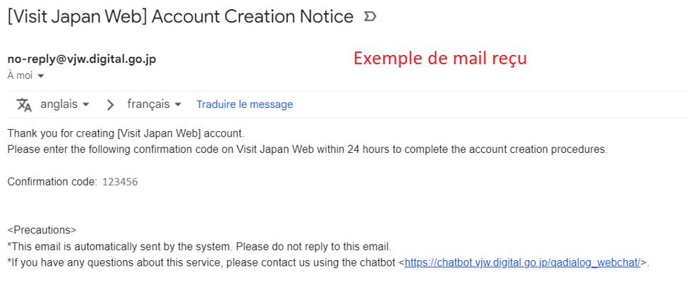 Exemple de mail de création de compte