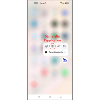 Désinstaller l'application sur Android