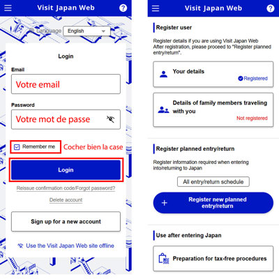 Connexion à Visit Japan Web