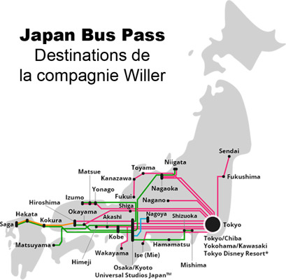 Destinations de la compagnie Willer