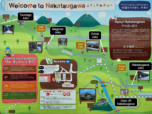 Carte du Nakasendô à Nakatsugawa