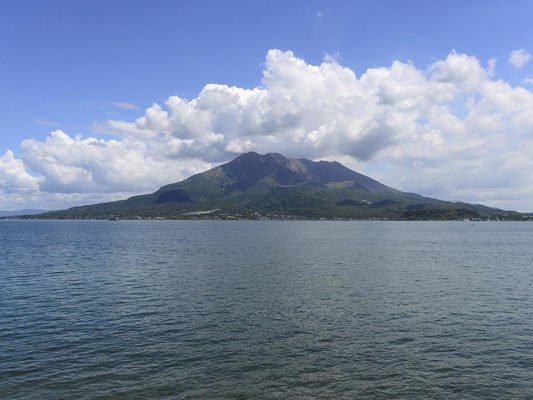Sakurajima depuis le front de mer