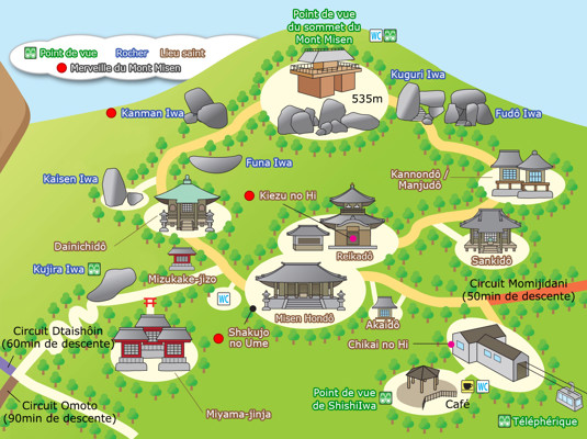Plan du sommet du Mont Misen