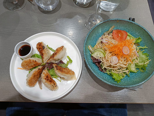 Entrées : Gyoza et Salade de ramen
